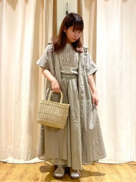 「サマンサモスモス」｜「アイテム（シャツワンピース）」を使った、松さん（レディース・153cm）の夏コーディネート