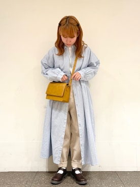 「152cm」｜「アイテム（シャツワンピース）」を使った、松さん（レディース・152cm）の冬コーディネート