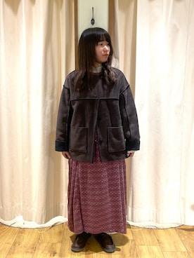 「リバーシブル」｜「アイテム（ローファー）」を使った、松さん（レディース・153cm）の冬コーディネート