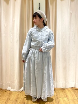 「サマンサモスモス」｜「アイテム（ハンチング/ベレー帽）」を使った、松さん（レディース・153cm）の春コーディネート