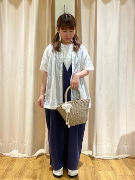 「サマンサモスモス」｜「アイテム（サロペット/オーバーオール）」を使った、松さん（レディース・153cm）の夏コーディネート