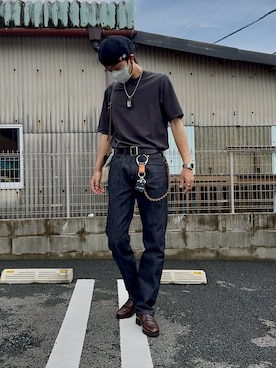 「アイテム（バンダナ/スカーフ）」を使った、りょたさん（メンズ・188cm）の秋コーディネート