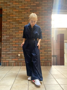 「低身長」｜「アイテム（サロペット/オーバーオール）」を使った、くみこさん（レディース・150cm）の秋コーディネート