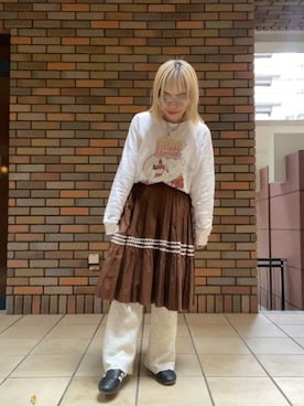 「アイテム（スウェット）」を使った、くみこさん（レディース・150cm）の冬コーディネート