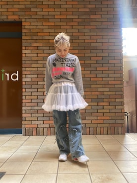 「アイテム（スウェット）」を使った、くみこさん（レディース・150cm）の秋コーディネート