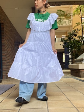 「古着」｜「アイテム（ワンピース/ドレス）」を使った、くみこさん（レディース・150cm）の夏コーディネート