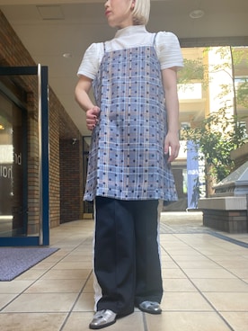 「半袖」｜「アイテム（チュニック）」を使った、くみこさん（レディース・150cm）の春コーディネート