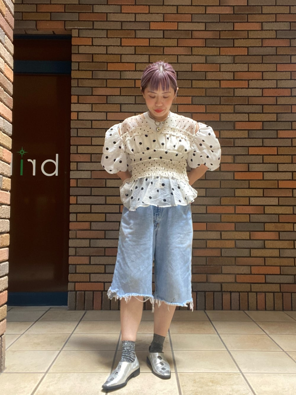 サ*チ様 完売品　2way Sleeve Dot Ruffle Blouse 2way Sleeve Dot Ruffle Blouse/2WAYスリーブドットフリル