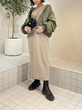 「FREE'S MART（フリーズマート）のアイテム（MA-1）」を使った、hirokaさん（レディース・156cm）の冬コーディネート