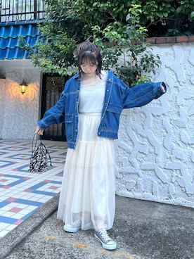 「FREE'S MART（フリーズマート）のアイテム（デニムジャケット）」を使った、hirokaさん（レディース・156cm）の秋コーディネート