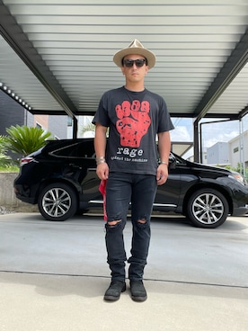 「GLAD HAND（グラッドハンド）のアイテム」を使った、Yukkunさん（メンズ・172cm）の夏コーディネート