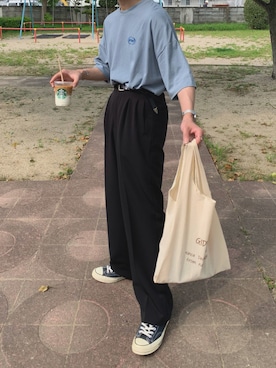 「Adoon plain（アドーンプレーン）のアイテム」を使った、umeさん（メンズ・167cm）の夏コーディネート
