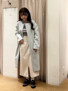 「Te chichi TERRASSE（テチチテラス）のアイテム（ノーカラーコート）」を使った、SAKURAさん（レディース・152cm）の冬コーディネート