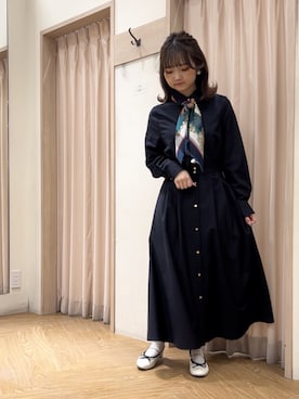 「Te chichi（テチチ）のアイテム（シャツワンピース）」を使った、SAKURAさん（レディース・152cm）の冬コーディネート