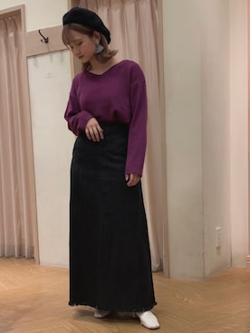 「Te chichi TERRASSE（テチチテラス）のアイテム（ハンチング/ベレー帽）」を使った、SAKURAさん（レディース・152cm）の秋コーディネート