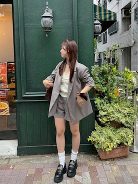 「アイテム（キャミソール）」を使った、こころさん（レディース・156cm）の秋コーディネート