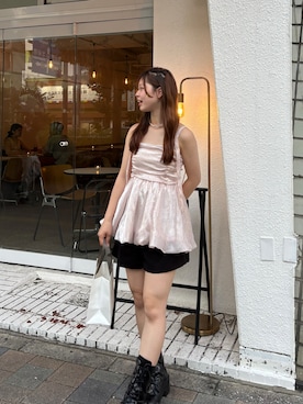 「ぺプラムトップス」｜「アイテム（ブーツ）」を使った、こころさん（レディース・156cm）の夏コーディネート