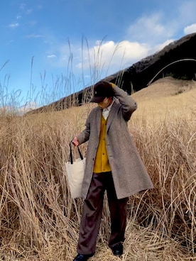 「coen（コーエン）のアイテム（チェスターコート）」を使った、豪さん（メンズ・170cm）の冬コーディネート