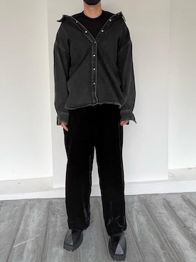 「BALENCIAGA」｜「アイテム（スウェットパンツ）」を使った、m0takuさん（メンズ・185cm）の冬コーディネート
