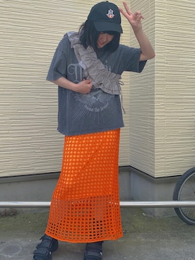 「H&M（エイチ・アンド・エム）のアイテム（Tシャツ/カットソー）」を使った、shizukaさん（レディース・159cm）の夏コーディネート