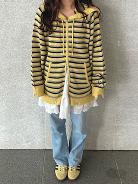 「KOBE LETTUCE（コウベレタス）のアイテム（パンツ）」を使った、あやさん（レディース・160cm）の春コーディネート