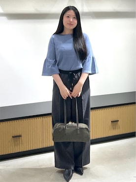 「アイテム（ボストンバッグ、グリーン系）」を使った、Sayaさん（レディース・163cm）の夏コーディネート