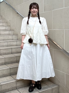 「アイテム（チャーム、ブラウン系）」を使った、Sayaさん（レディース・163cm）の夏コーディネート