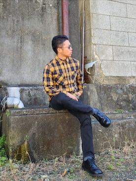 「アイテム（サングラス、ブルー系）」を使った、tulipさん（メンズ・165cm）の秋コーディネート