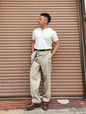 「アイテム（チノパンツ）」を使った、tulipさん（メンズ・165cm）の夏コーディネート