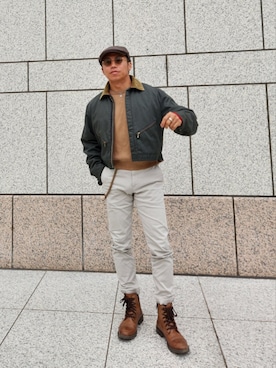 「アイテム（ハンチング/ベレー帽）」を使った、tulipさん（メンズ・165cm）の秋コーディネート