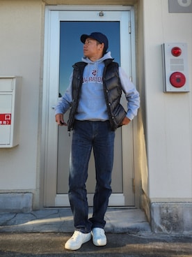 「アイテム（ダウンベスト）」を使った、tulipさん（メンズ・165cm）の秋コーディネート