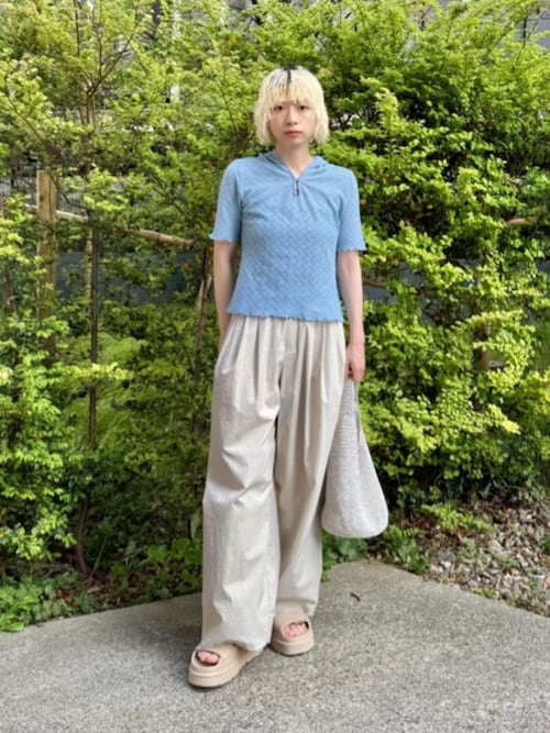ナイロンコットン ワイドタックパンツ ウォッシャブル（その他パンツ