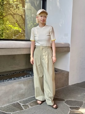 「BEAUTY&YOUTH UNITED ARROWS(ビューティーアンドユースユナイテッドアローズ)のコットン ベア天竺 バンドゥ(キャミソール、ブラック系)」を使った、KANOさん(レディース・161cm)の夏コーディネート