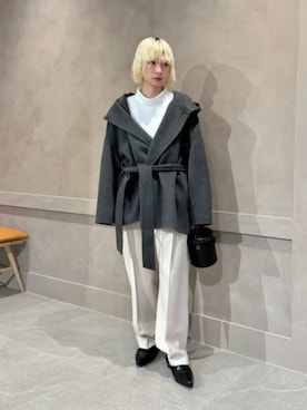「MARW UNITED ARROWS(マルゥ ユナイテッドアローズ)の<MARW UNITED ARROWS+ODETTE E ODILE>バックゴア ショートブーツ(ブーツ、ブラック系)」を使った、KANOさん(レディース・161cm)の秋コーディネート