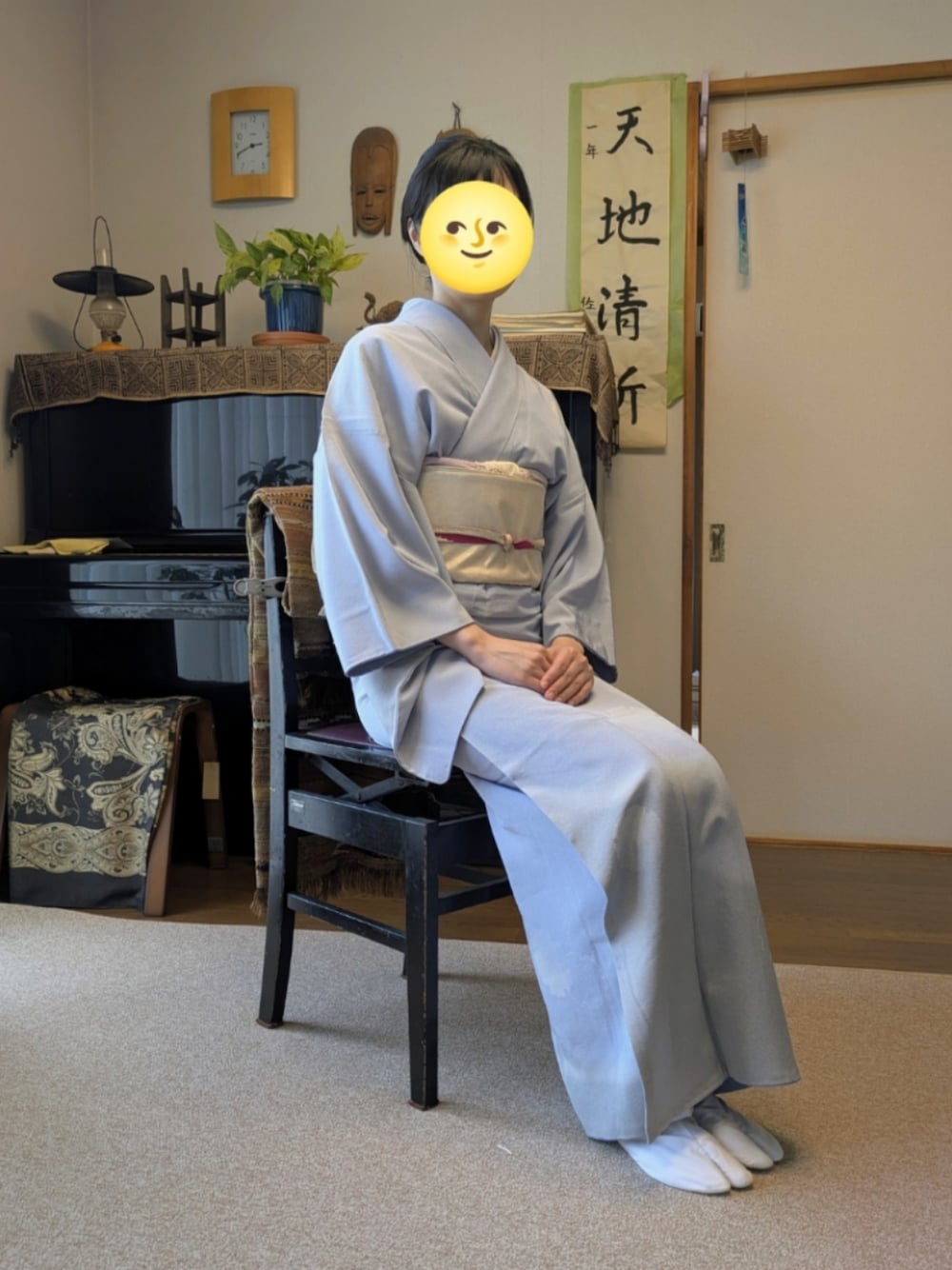 「着物、着物コーデ」｜「江戸小紋のアイテム（着物、ブルー系）」を使った、kkgnu2msさん（レディース・168cm）の夏コーディネートの1枚目の写真