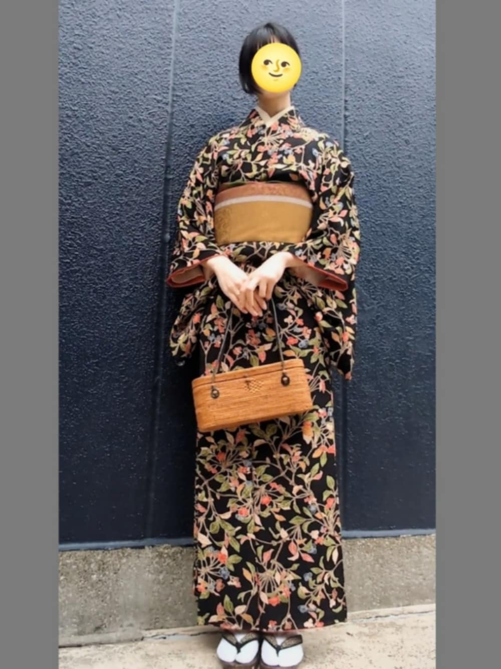 「着物、着物コーデ、レトロ、カジュアル着物」｜「博多織、半幅帯のアイテム（和装小物、イエロー系）」を使った、kkgnu2msさん（レディース・168cm）の冬コーディネートの1枚目の写真
