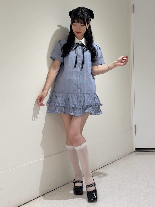 リボンタイヘムフリルチュニックシャツ jouetie jouetie ワンピース リボンタイヘムフリルチュニックシャツ