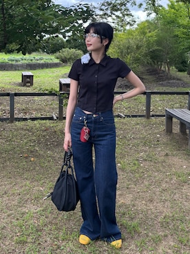 「アイテム（メガネ）」を使った、nanamiさん（レディース・160cm）の夏コーディネート