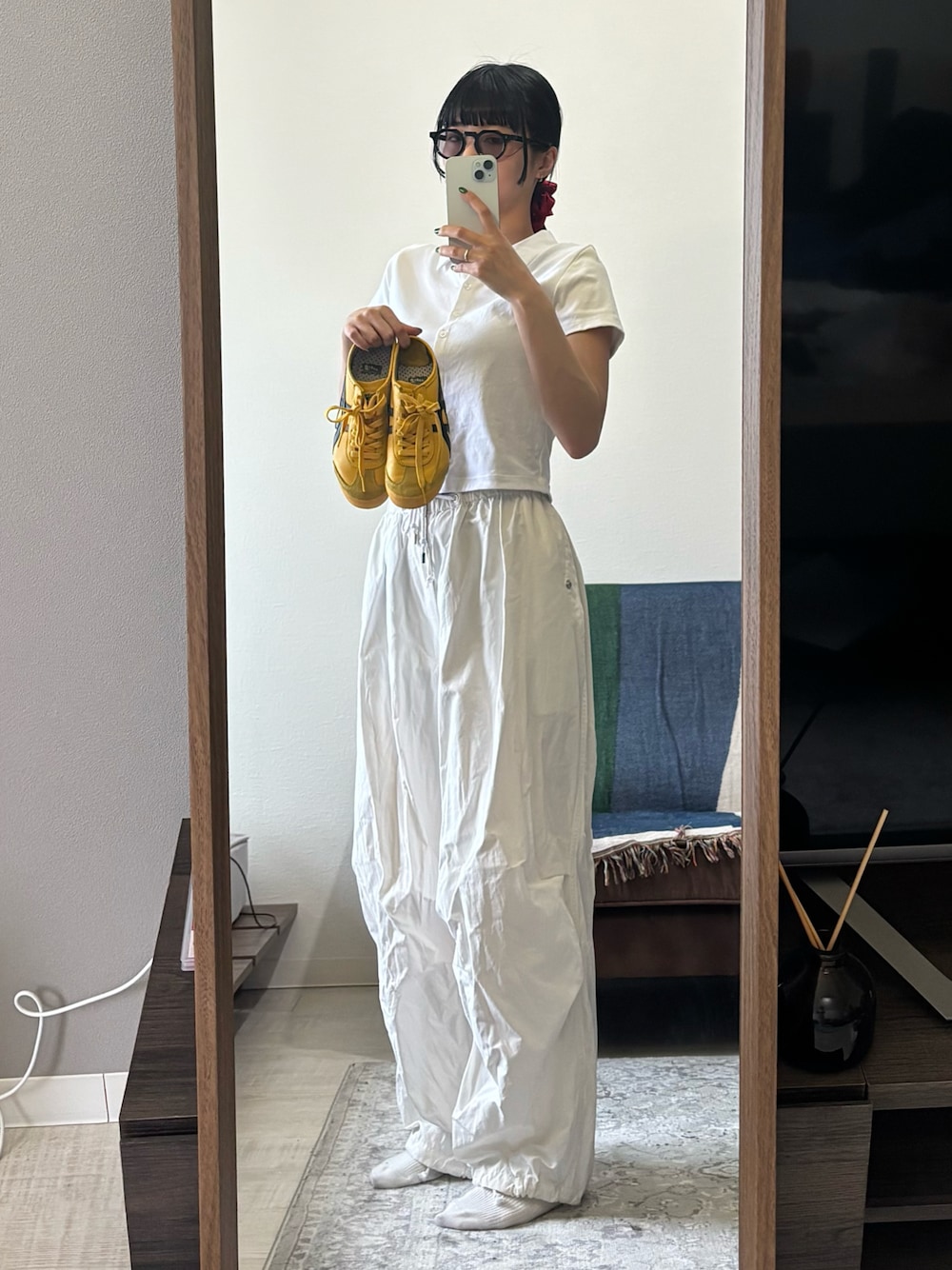 todayful 　トゥデイフル　ボーイフレンドナイロンパンツ38　ホワイト TODAYFUL トゥデイフル 2023spring.summer Boyfriend Nylon