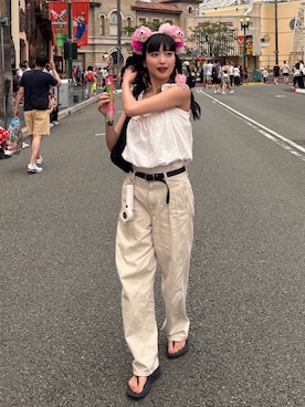 「アイテム（ベルト）」を使った、nanamiさん（レディース・160cm）の夏コーディネート