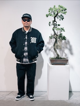 「アイテム（スタジャン）」を使った、Ronさん（メンズ・170cm）の秋コーディネート