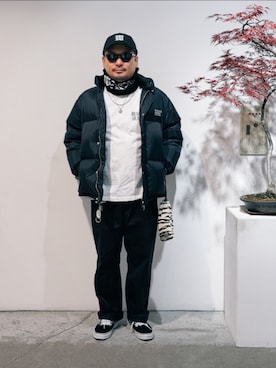 「アイテム（エコバッグ/サブバッグ）」を使った、Ronさん（メンズ・170cm）の冬コーディネート