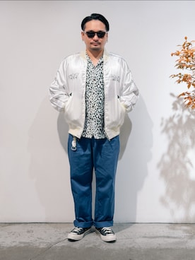 「アイテム（スカジャン）」を使った、Ronさん（メンズ・170cm）の秋コーディネート