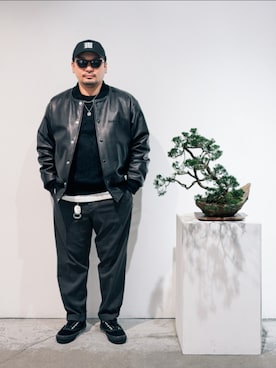 「アイテム（スタジャン）」を使った、Ronさん（メンズ・170cm）の冬コーディネート