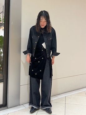 「アイテム（デニムジャケット）」を使った、ｶﾝﾅさん（レディース・158cm）の夏コーディネート