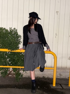 「アイテム（ハンチング/ベレー帽）」を使った、彩心 Sanaさん（レディース・168cm）の秋コーディネート