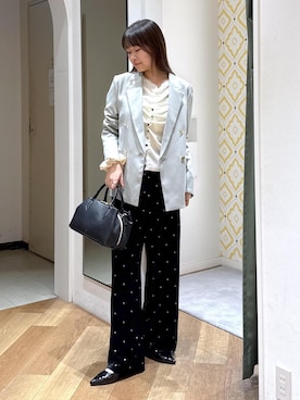 「ROPE' PICNIC（ロペピクニック）の2WAYミドルサイズ全開放バッグ/軽量（Tote、ブラック系）」を使った、Reiさん（レディース・158cm）の秋コーディネート