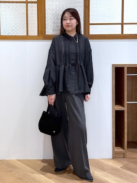 「ROPE' PICNIC（ロペピクニック）のキルティングベロアミニショルダーバッグ（ショルダーバッグ）」を使った、Reiさん（レディース・158cm）の秋コーディネート