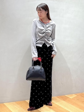 「ROPE' PICNIC（ロペピクニック）のローヒールメリージェーンパンプス（Pumps、レッド系）」を使った、Reiさん（レディース・158cm）の秋コーディネート