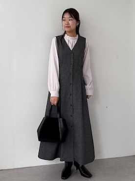 「アイテム（ジャンパースカート）」を使った、Reiさん（レディース・158cm・20代）の冬コーディネート